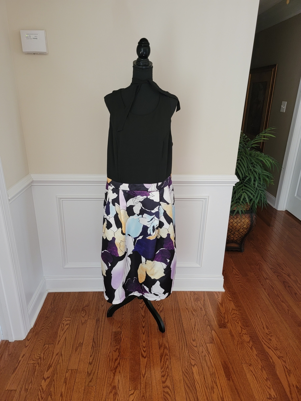 City Chic Floral Midi Skirt in Purple, Cream, Black and Blue